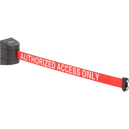 Global Industrial Magnetic Retractable Belt Barrier, Black Case W/ 15ft Red Authorized Belt 708418RWA